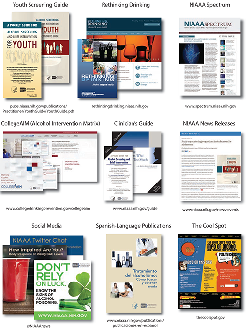 Collage of NIAAA Print and multimedia