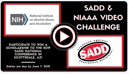 Promotional image encouraging submissions for the NIAAA-SADD video challenge.
