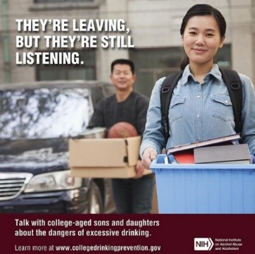 NIH College Drinking Poster "They're Leaving but They're Still Listening