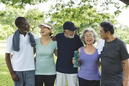 Group of older adults wearing athletic clothing.