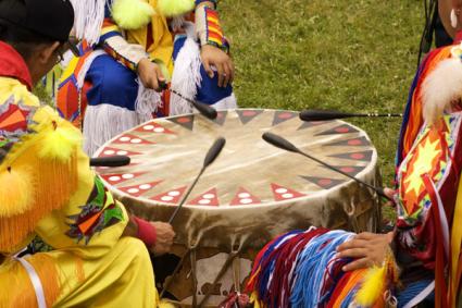 Indians drumming at a Pow Wow