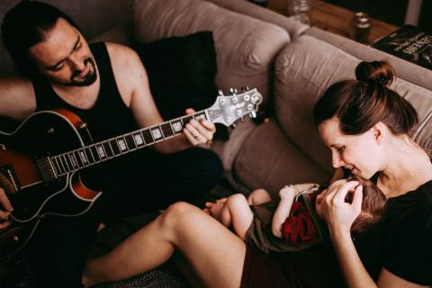 Family playing music together