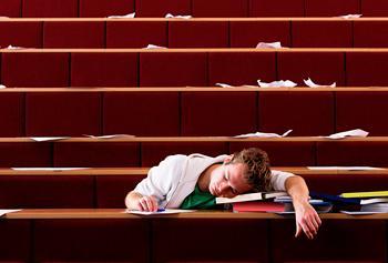 Photo of student asleep in class