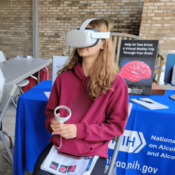 Teenage girl using NIAAA VR experience